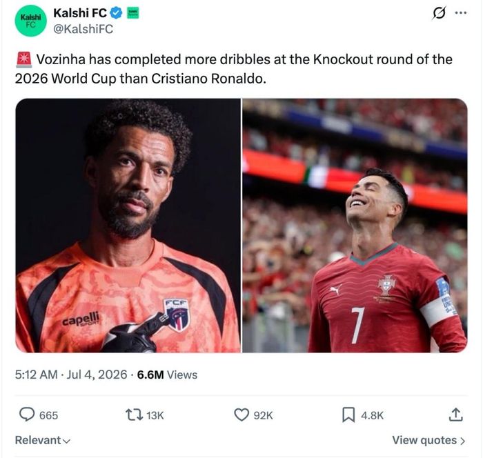Bài đăng thống kê của Vozinha vượt mặt Ronaldo gây bão mạng.