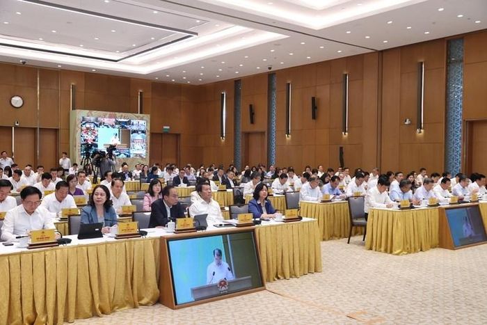 Các đại biểu dự Hội nghị tại điểm cầu trụ sở Chính phủ
