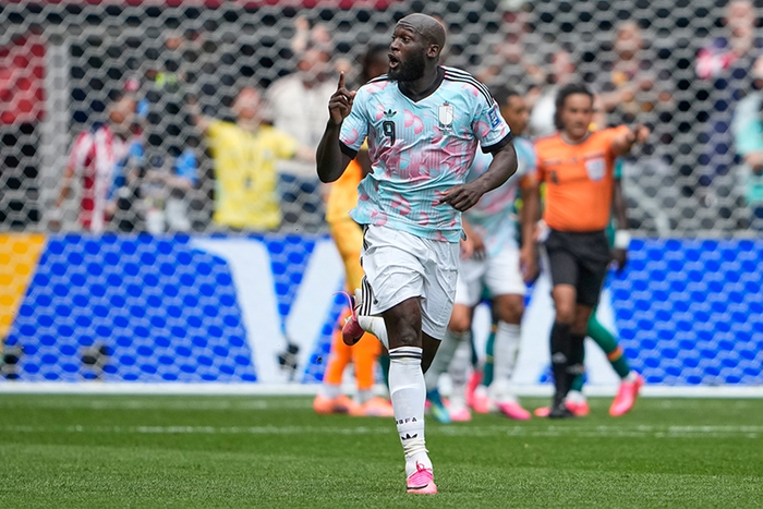 Lukaku rút ngắn tỷ số xuống 1-2 cho đội tuyển Bỉ trong trận Bỉ thắng Senegal 3-2 tại vòng 1/16 World Cup 2026. Ảnh: AP