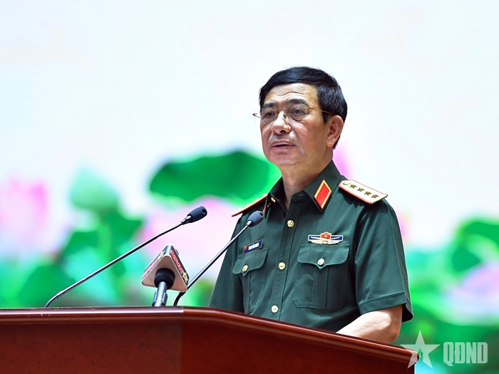 Đại tướng Phan Văn Giang phát biểu tại hội nghị. Ảnh: qdnd.vn