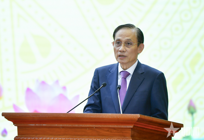  Bộ trưởng Bộ Ngoại giao Lê Hoài Trung phát biểu tại hội nghị. 