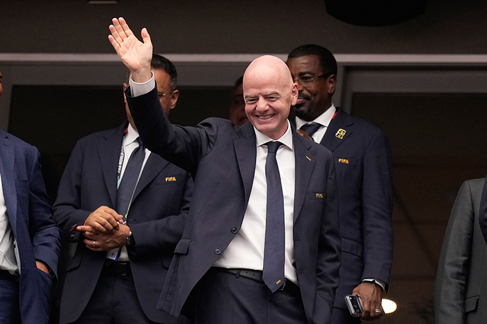 Chủ tịch FIFA Gianni Infantino dự khán trận đấu. Ảnh: AP 