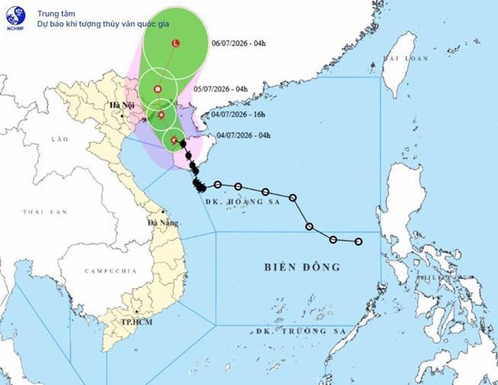 Dự báo hướng di chuyển của bão số 1. (Ảnh: NCHMF)