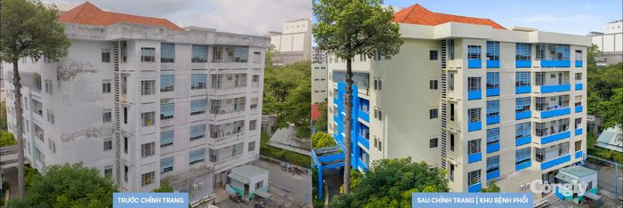 Hình ảnh khu điều trị bệnh phổi trước và sau chỉnh trang.