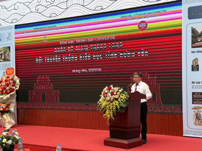Ông Nguyễn Văn Tú, Phó Giám đốc Trung tâm hoạt động văn hóa khoa học Văn Miếu - Quốc Tử Giám phát biểu.