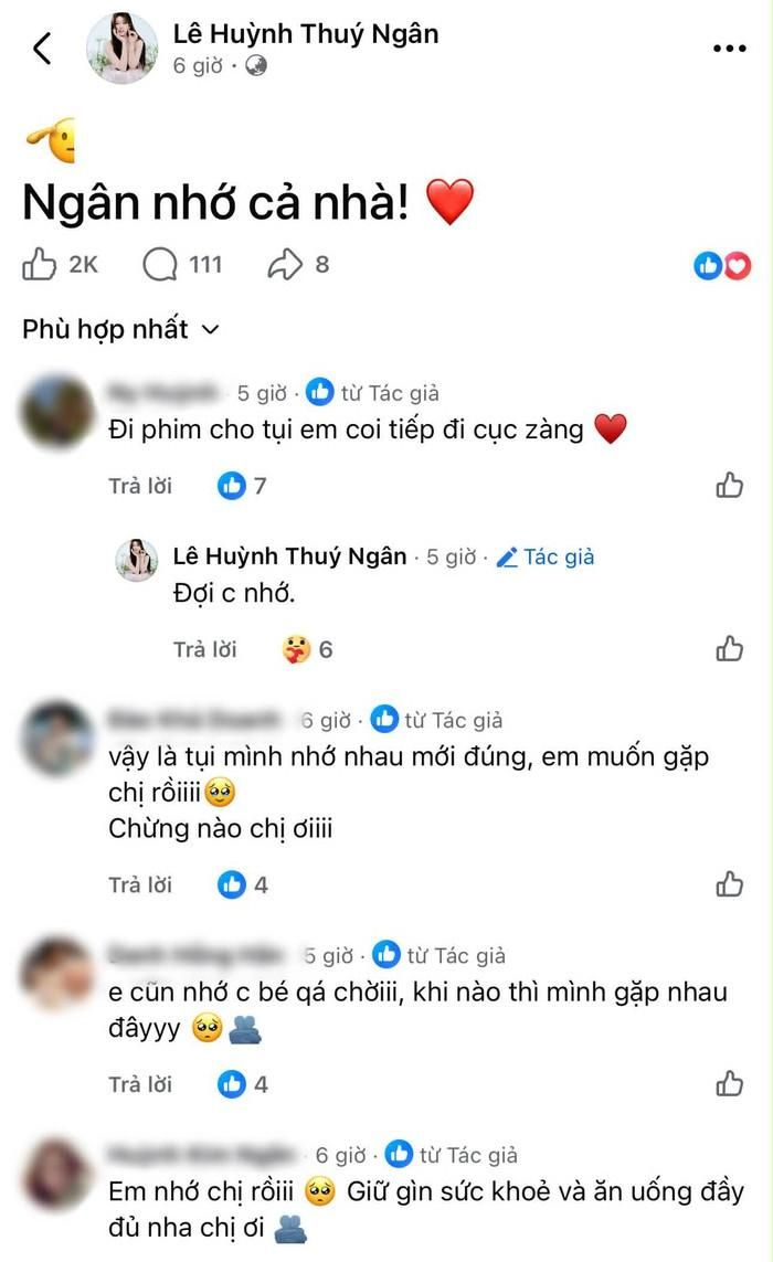 Bài đăng mới trên trang cá nhân của Thúy Ngân và phản ứng khán giả (Ảnh: Chụp màn hình).