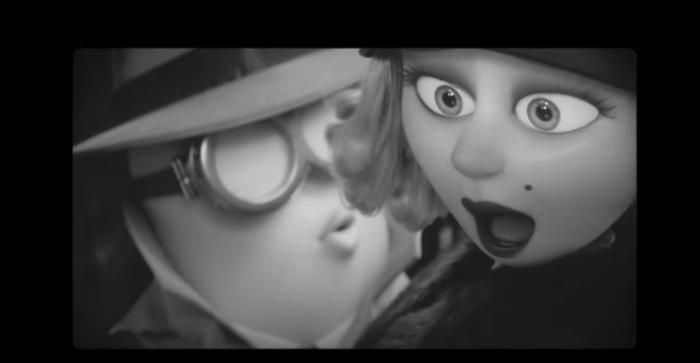 Sự leo thang hỗn loạn trong phân cảnh phim có âm thanh, nơi các Minions biến lời trăn trối Rosebud huyền thoại thành một trò đùa ngớ ngẩn. Ảnh: NSX