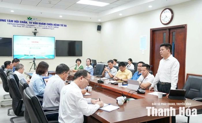 BSCKII Lê Đăng Khoa, Giám đốc Bệnh viện Nhi Thanh Hóa chia sẻ về nhu cầu học tập và chuyển giao kỹ thuật của đoàn công tác.
