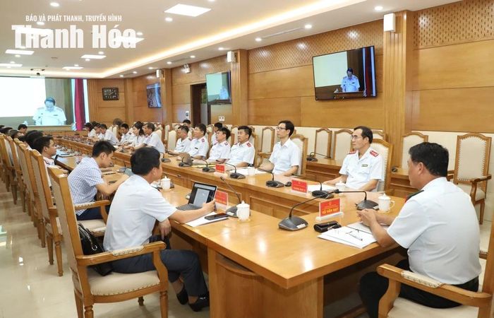 Quang cảnh hội nghị tại điểm cầu tỉnh Thanh Hóa.