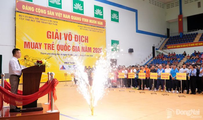 Ông Nguyễn Khắc Vĩnh, Phó Giám đốc Sở Văn hóa, Thể thao và Du lịch thành phố Đồng Nai phát biểu khai mạc giải. Ảnh: Thủy Tiên