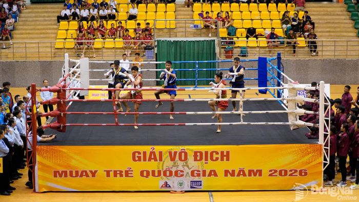 Tiết mục biểu diễn tại lễ khai mạc Giải vô địch Muay trẻ quốc gia năm 2026. Ảnh: Thủy Tiên
