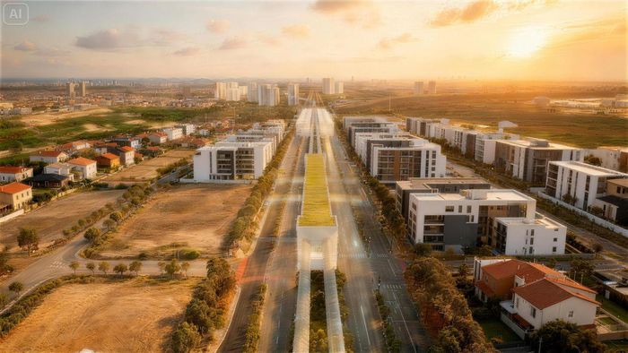 Phối cảnh hành lang tuyến đường sắt đô thị giai đoạn ý tưởng, là cơ sở đầu vào để phát triển thiết kế FEED và xác định chi phí. Ảnh: Postcoast.