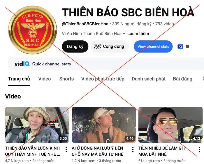 Công an TP Đồng Nai bắt giam chủ kênh youtube “Thiên Báo SBC Biên Hòa”.