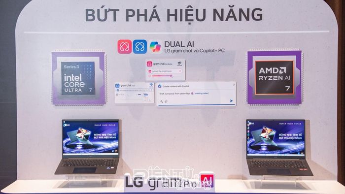 Lần đầu tiên LG gram có thêm lựa chọn chip AMD Ryzen 7 cho phiên bản LG gram Pro AI, bên cạnh Intel săn có, nhằm tối ưu độ linh hoạt cho người dùng