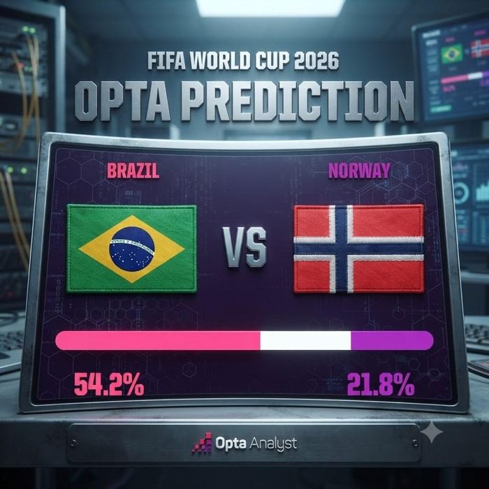 Dự đoán của Opta cho trận đối đầu giữa Brazil vs Na Uy. Ảnh minh họa: AI