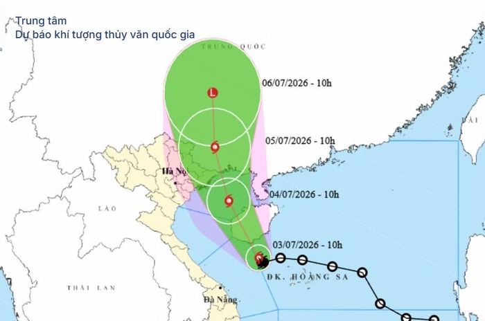 Dự báo vị tí, đường đi của Áp thấp nhiệt đới (Bão số 1). Ảnh NCHMF