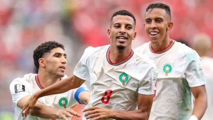 Azzedine Ounahi (số 8) ghi cú đúp vào lưới Canada. (Ảnh: FIFA)