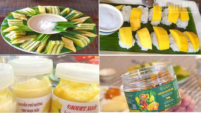 Các sản phẩm được chế biến từ xoài tại xã Mỹ Thọ.