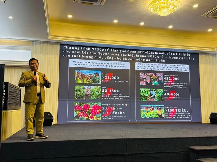 Ông Phạm Phú Ngọc chia sẻ về hành trình của chương trình Nescafé Plan trong hỗ trợ nông dân chuyển đổi sang mô hình nông nghiệp tái sinh.