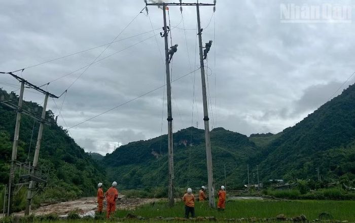 Công ty Điện lực Sơn La đã huy động lực lượng tiếp cận các khu vực bị ảnh hưởng bởi mưa lũ để khắc phục sự cố, bảo đảm cấp điện sớm trở lại cho người dân.