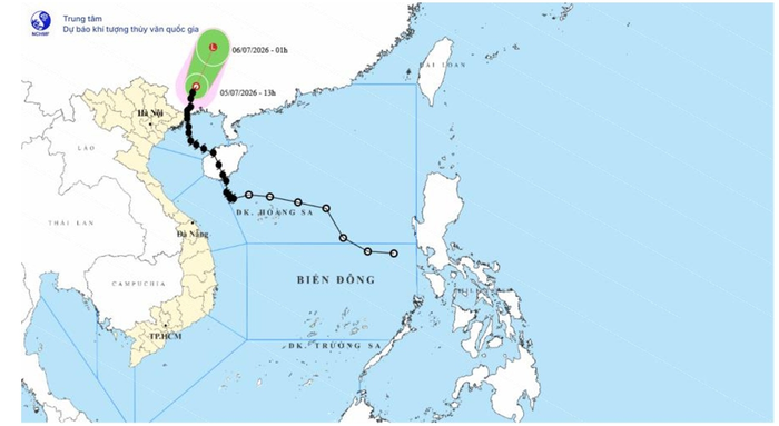 Sau khi đi sâu vào đất liền phía Nam tỉnh Quảng Tây, Trung Quốc, bão số 1 đã suy yếu thành áp thấp nhiệt đới. Ảnh: nchmf.gov.vn
