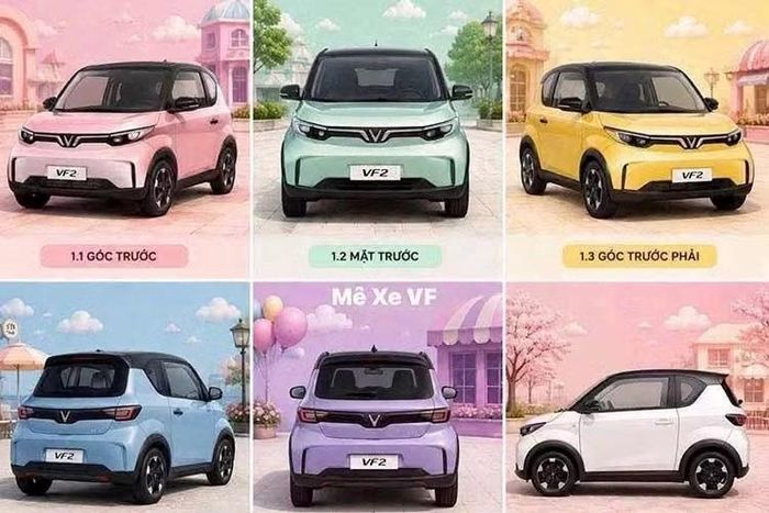 Xe có viền cửa sổ và bộ mâm thép đều sơn màu đen. Khu vực đầu xe có chi tiết trang trí hình cánh chim đặc trưng của xe VinFast. Theo hãng VinFast, mẫu xe mini điện VF2 hoàn toàn mới này được thiết kế thông minh để vừa tối ưu vận hành vừa đủ rộng rãi cho 4 người ngồi.