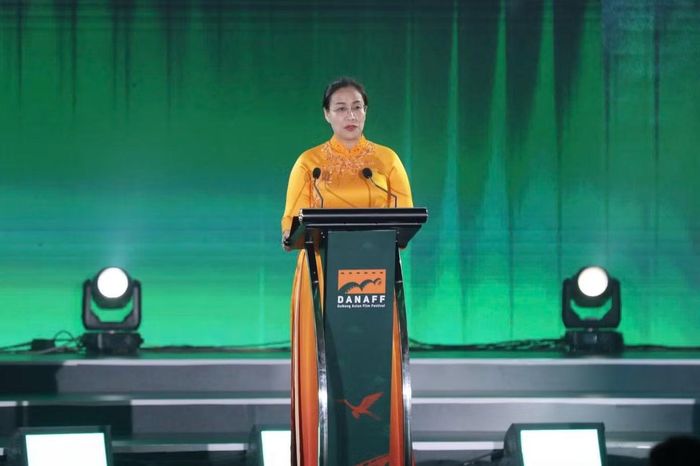 Bà Nguyễn Thị Anh Thi - Phó Chủ tịch Ủy ban Nhân dân thành phố Đà Nẵng - phát biểu tại lễ bế mạc Liên hoan phim châu Á - Đà Nẵng lần thứ IV - năm 2026.