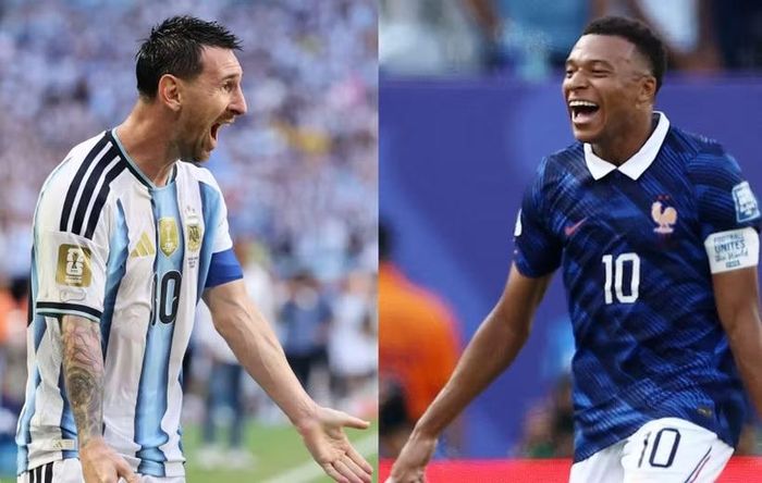 Mbappe (phải) và Messi đang cùng có 7 bàn thắng tại World Cup 2026. (Ảnh: AFP/TTXVN)