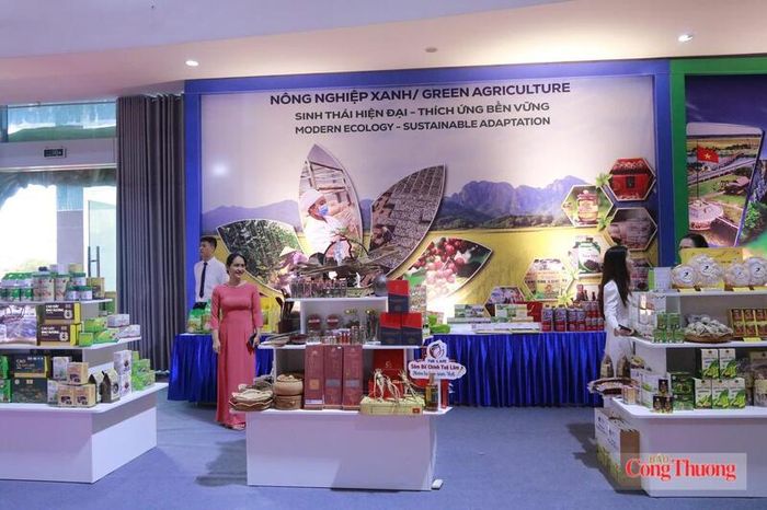 Các gian hàng nông nghiệp xanh trưng bày bên lề sản phẩm