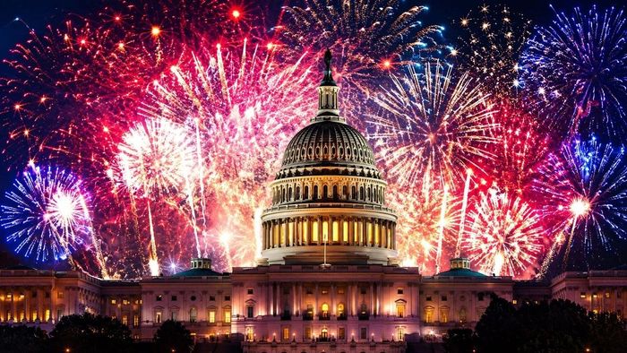 Pháo hoa rực sáng bầu trời thủ đô Washington D.C. nhân dịp Lễ kỷ niệm 250 năm Quốc khánh Mỹ. Ảnh: Facebook.