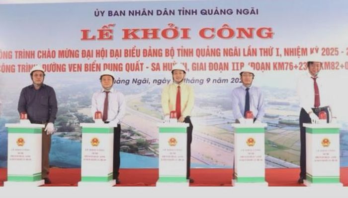 Khởi công giai đoạn IIb dự án đường ven biển Dung Quất - Sa Huỳnh, vào tháng 9/2025.