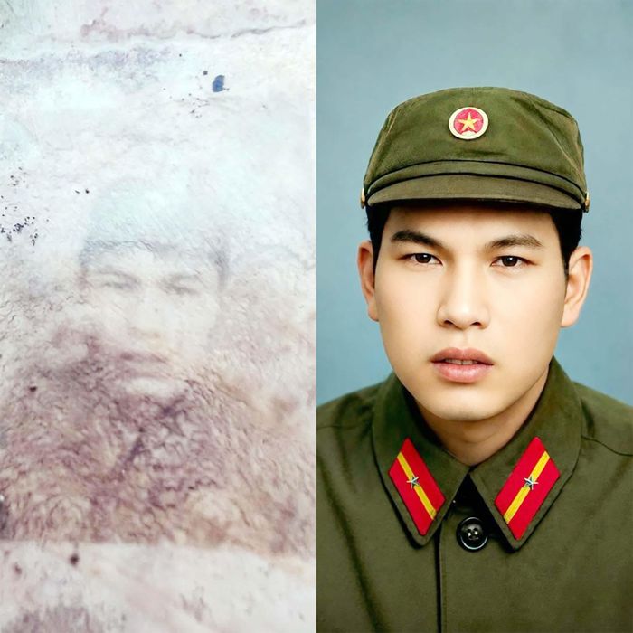 Bức ảnh được tìm thấy trong phần mộ liệt sĩ chưa xác định thông tin tại Nghĩa trang liệt sĩ Trảng Bom, thành phố Đồng Nai được anh Phùng Quang Trung phục dựng (có sự hỗ trợ của AI).