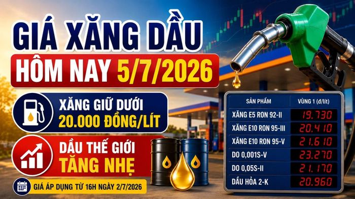 Cập nhật giá xăng dầu trong nước và thế giới sáng 5/7/2026. Hình minh họa