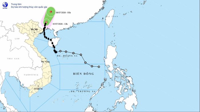 Vị trí tâm áp thấp nhiệt đới được xác định vào trưa ngày 05/07/2026.