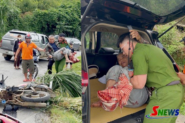 Đại úy Nguyễn Đăng Sơn đưa người bị tai nạn đi cấp cứu kịp thời
