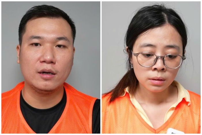 Nguyễn Thanh Hải và Trương Minh Phương tại cơ quan điều tra.