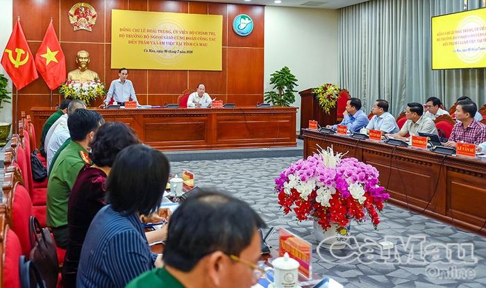 Bộ trưởng Bộ Ngoại giao Lê Hoài Trung khẳng định, Bộ ủng hộ các định hướng phát triển của tỉnh Cà Mau với mục tiêu tăng trưởng cao trong năm 2026 và những năm tiếp theo.