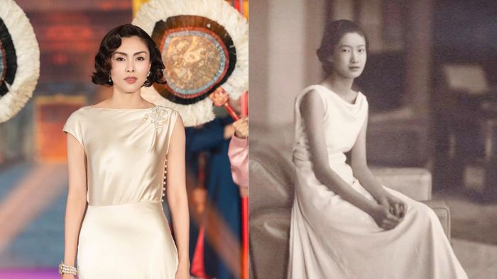 Tăng Thanh Hà (trái) bị cho là có ngoại hình khác xa Nam Phương Hoàng hậu (phải).