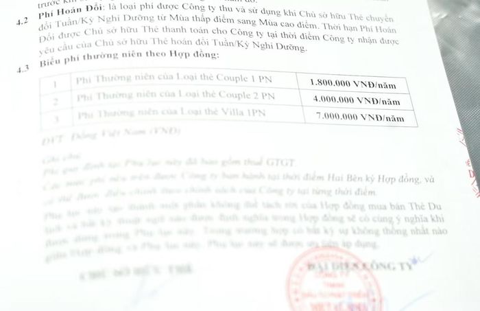 Các hợp đồng được dùng để ký kết với khách hàng trong đường dây lừa đảo “hợp đồng kỳ nghỉ”. Ảnh: Công an TP.HCM