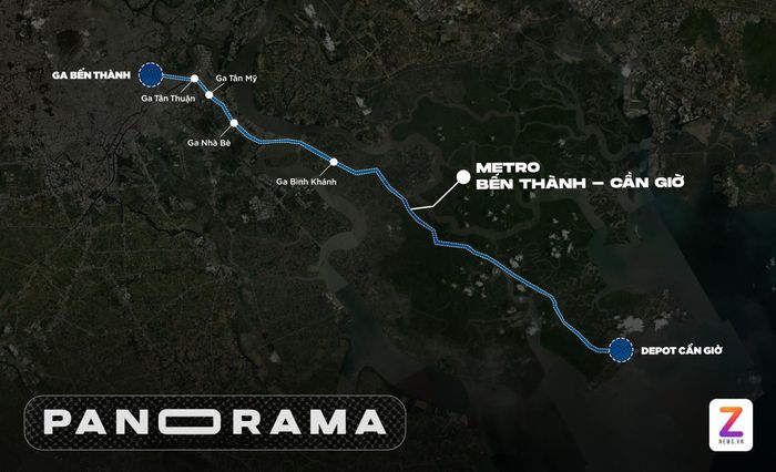  Hướng tuyến metro Cần Giờ - Bến Thành. Đồ họa: Phan Nhật. 