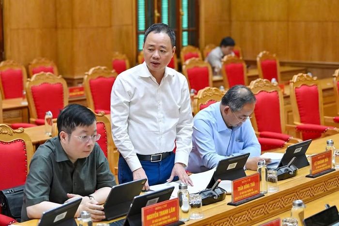 Chủ tịch Viện Hàn lâm Khoa học và Công nghệ Việt Nam Trần Hồng Thái phát biểu ý kiến tại hội nghị. (Ảnh: THỦY NGUYÊN)