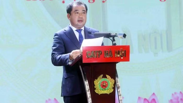 Bí thư Thành ủy Hà Nội Trần Đức Thắng phát biểu.