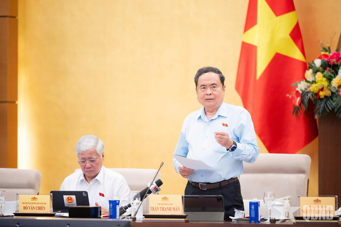 Chủ tịch Quốc hội Trần Thanh Mẫn phát biểu chỉ đạo tại cuộc họp. Ảnh: VŨ HIẾU