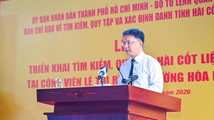  Phó Chủ tịch UBND TPHCM Nguyễn Mạnh Cường phát biểu tại buổi lễ. Ảnh: MẠNH THẮNG 