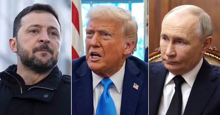 (Từ phải qua trái) Tổng thống Nga Vladimir Putin, Tổng thống Mỹ Donald Trump, Tổng thống Ukraine Volodymyr Zelensky (Ảnh: AP/Reuters/EPA-EFE/Shutterstock)