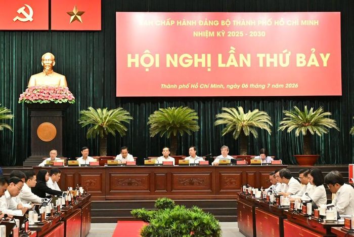 Toàn cảnh hội nghị lần thứ 7 Ban chấp hành Đảng bộ TPHCM khóa 1 nhiệm kỳ 2025-2030. Ảnh: Việt Dũng/SGGP