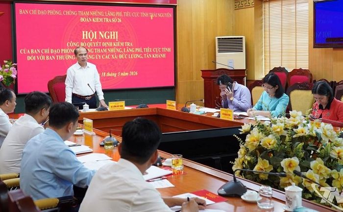 Quang cảnh Hội nghị công bố quyết định kiểm tra công tác phòng, chống tham nhũng, lãng phí, tiêu cực tại tỉnh Thái Nguyên. (Ảnh minh họa)
