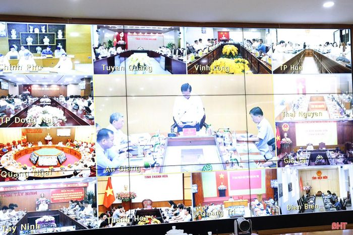 Đại biểu tại điểm cầu các tỉnh (Ảnh chụp màn hình).