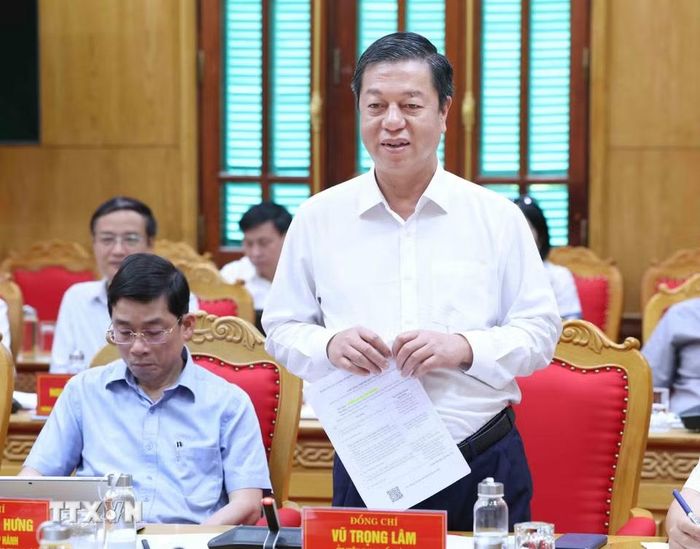 Đồng chí Vũ Trọng Lâm, Giám đốc, Tổng Biên tập Nhà xuất bản Sự thật phát biểu tại hội nghị. (Ảnh: Phương Hoa/TTXVN)