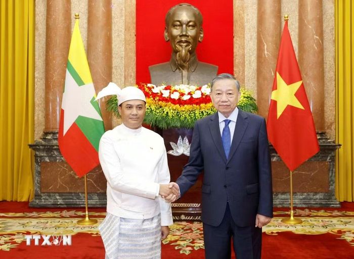 Tổng Bí thư, Chủ tịch nước Tô Lâm với Đại sứ Cộng hòa Liên bang Myanmar Wai Linn. (Ảnh: Thống Nhất/TTXVN)